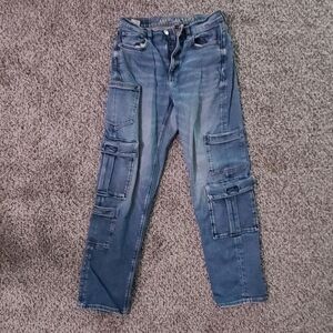 Blue Jean Denim Cargo Pants Pockets